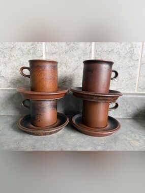 4 sets MCM 1960s ARABIA RUSKA Finland expresso cups with saucers